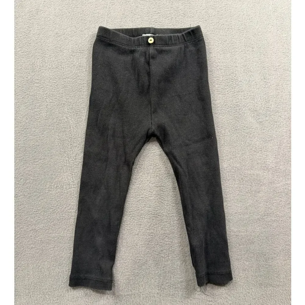 Zara Baby Ribbed Leggings 18-24 Months Charcoal Gray Knit Pants Unisex